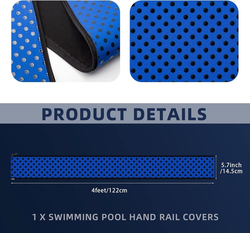 DERMOND Neoprene Zippered Pool Handrail Cover 4 Feet Slip Resistant Rail Grip for Swimming Pool Hand Railing Cover - Image 5